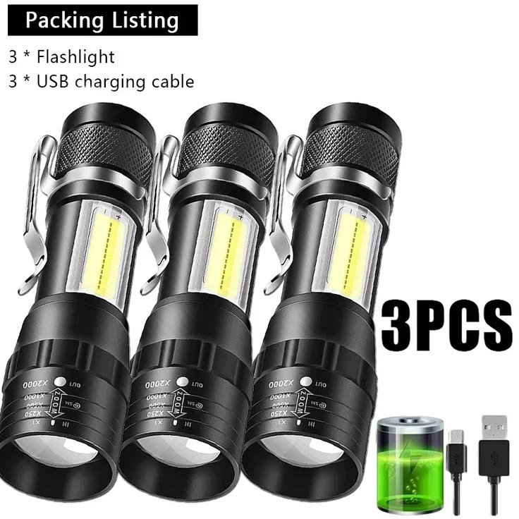 Rechargeable Mini Torch Light – USB-C Fast Charging, 3 LED Modes & Portable Waterproof Flashlight