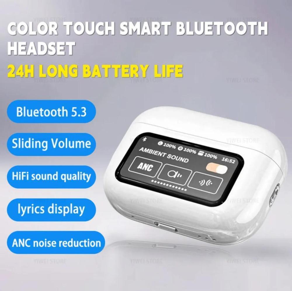 🎧 Smart Touch Screen Bluetooth Earbuds with ANC Noise Cancellation & LED Display